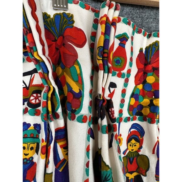 Vintage Handmade Scandinavian Folk Art Curtains 2 Pleated Panels 26"x33" Retro - Picture 2 of 10